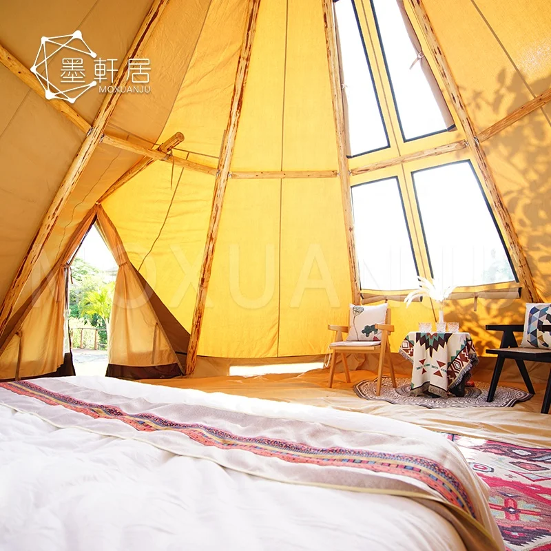 6/12/20 People Outdoor Luxury Canvas Teepee Camping Tipi Event Pyramid Tent