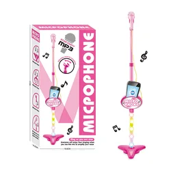 Kids Karaoke Machine Music Toys with Adjustable Stand 2 Microphones Connects Bluetooth and  Phone Microphone with Stand