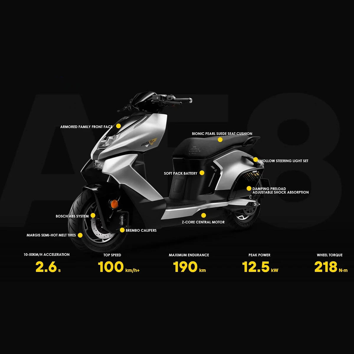 ZEEHO ADV AE8S+ Electric motorcycle 69V 12.5kw 32*2AH Speed 100km/h long range Motorbike 190km ABS Moped Scooter