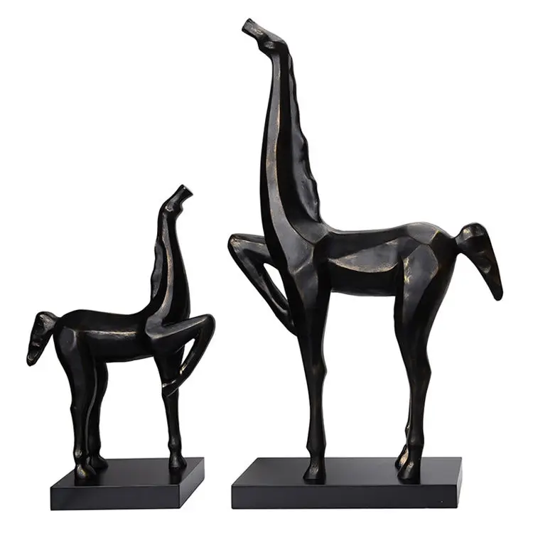High End Nordic Modern Home Decor Abstract Electroplating Geometric Sculpture Cheval Mare & Pony Horse Resin Craft