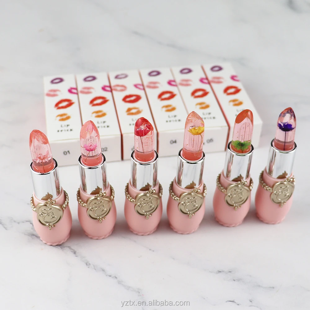 Well-stocked makeup 6 colors lipsticks jelly lipstick with fruit taste flower my own name
