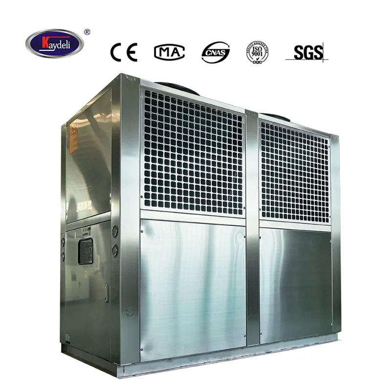 Remote Pond Piston Type Air Cooled Chiller 200kw Liquid SS Chiller 316L Stainless Steel Air to Water Heat Pump Provided R134a