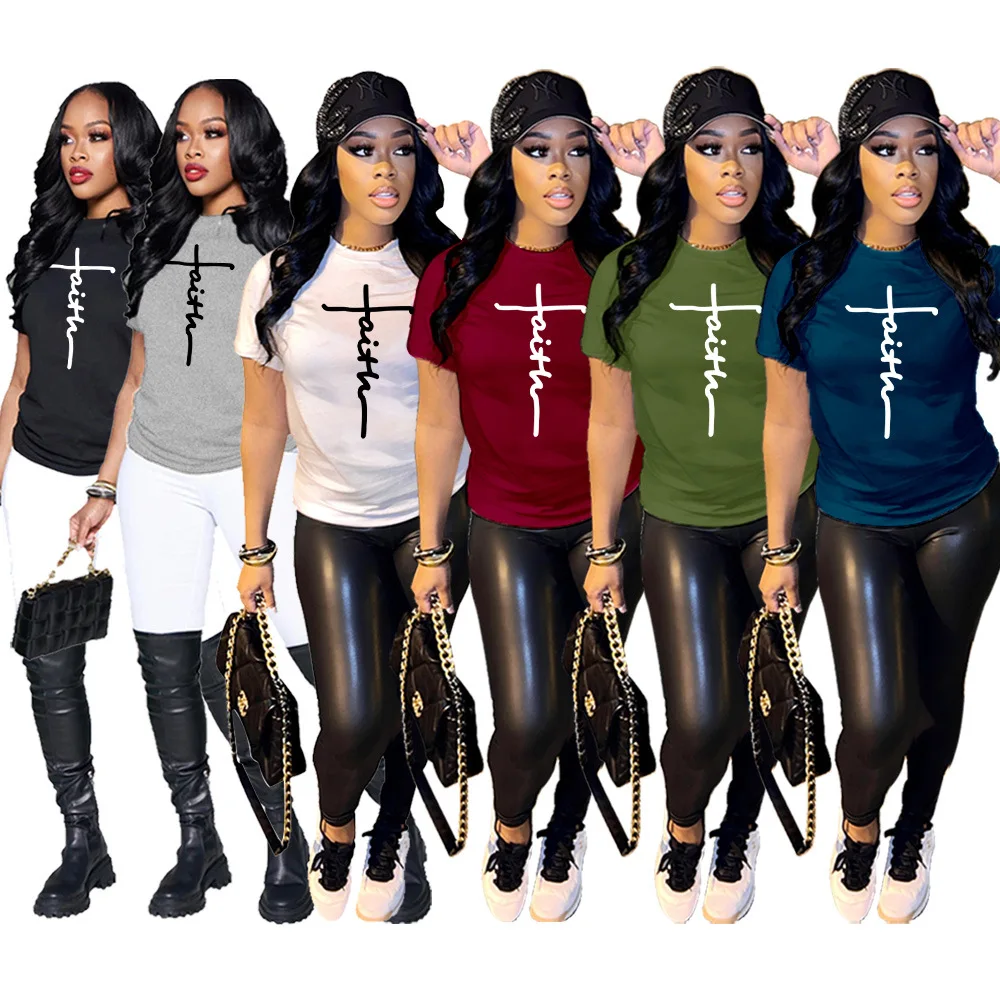 S-3XL summer  breathable cotton graphic pattern in stock fit woman tshirt custom women t-shirt