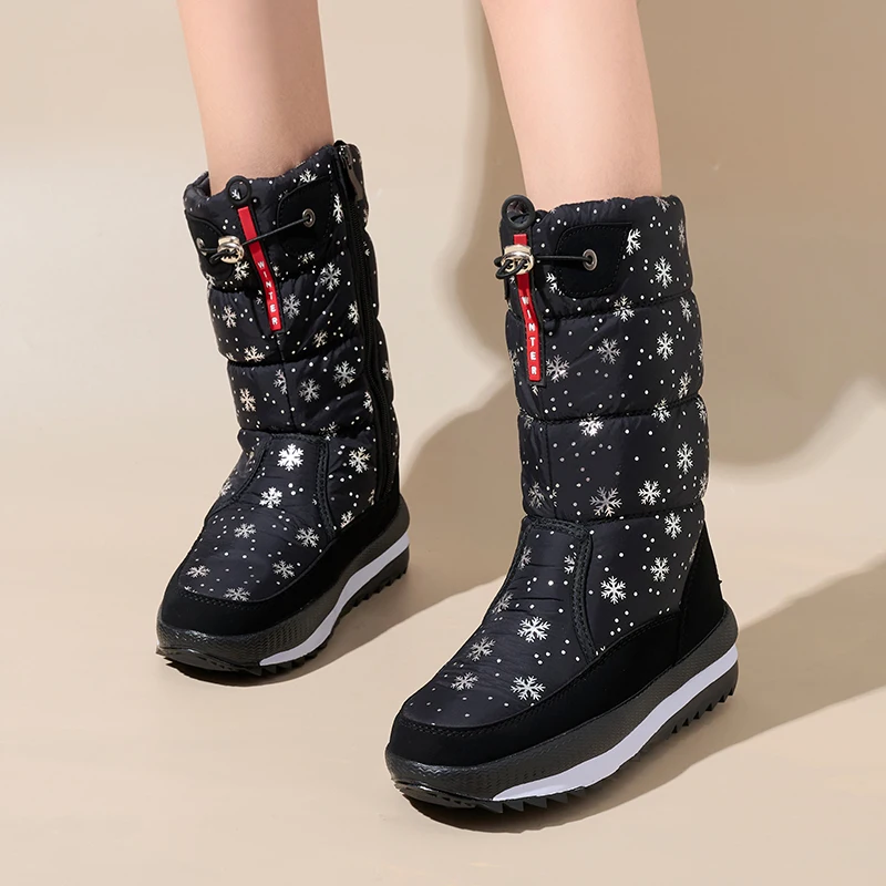 Hot Sale Fashion Winter Outdoor Warm Women Winter Shoes Mid-calf Anti-slip Wear-resistant Waterproof Snow Boots
