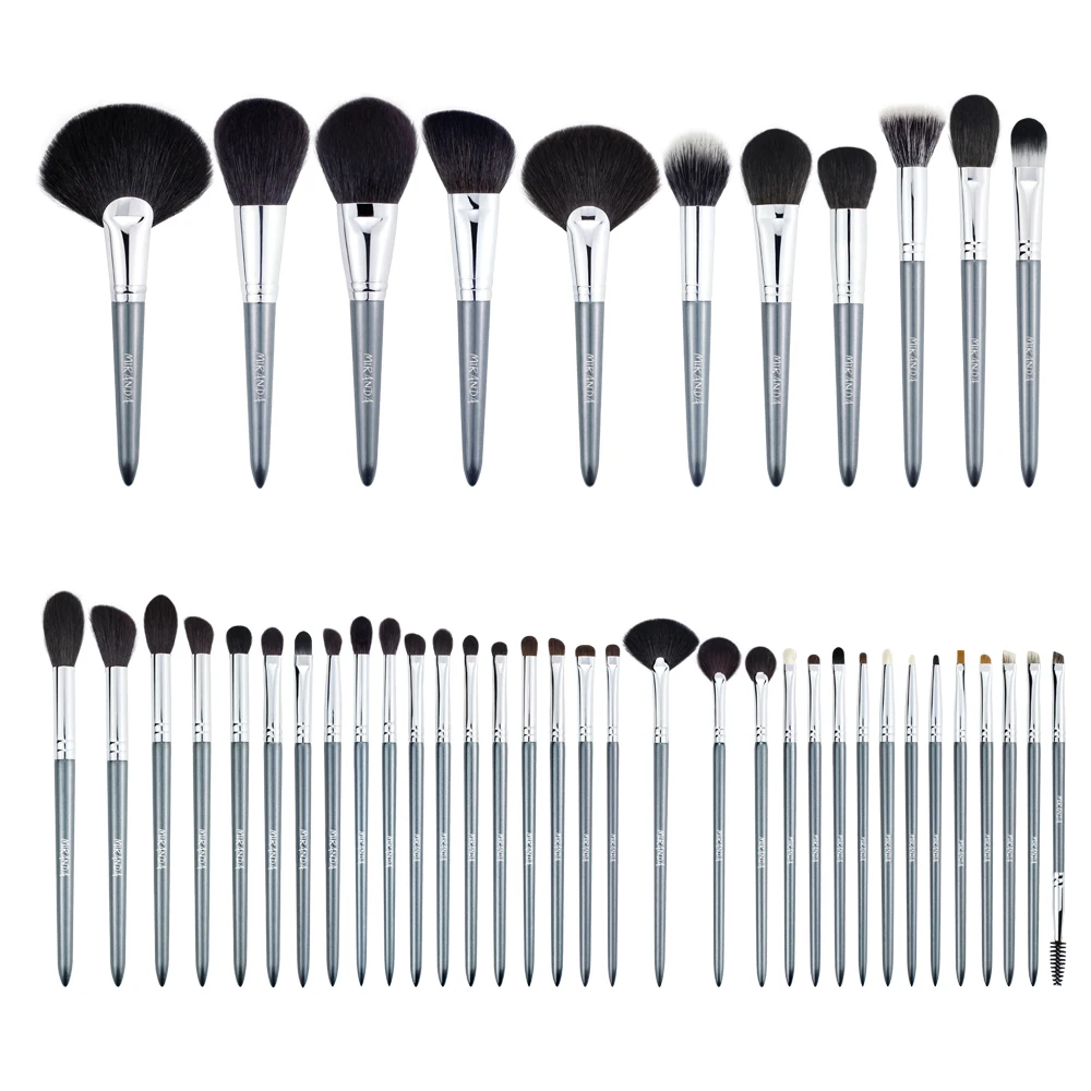 Girls Cosmetics 44 Facial Vegan Foundation Synthetic Complete Cosmetic Professional Silver Deluxe Makeup Brush Set