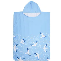 wholesale microfiber suede  digital printed beach hooded ponchos for children