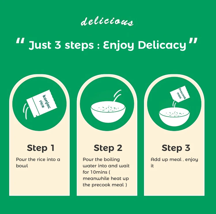 Precooked Ready To Eat Konjac Food Instant Protein Nutrition Fibre Low Fat Konnyaku Self Heating Rice