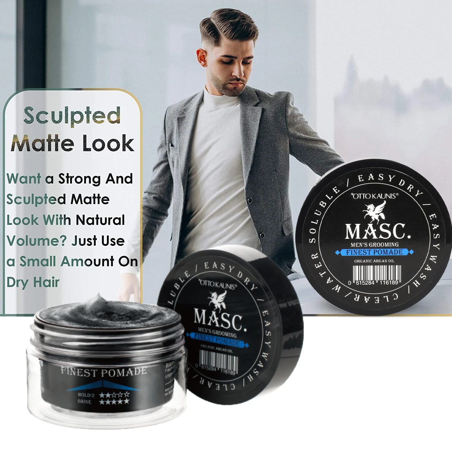 MASC Manufacturer OEM ODM Private Label High Hold Shine Finish Hair Styling Pomade Argan Oil Hair Wax For Men Or Women