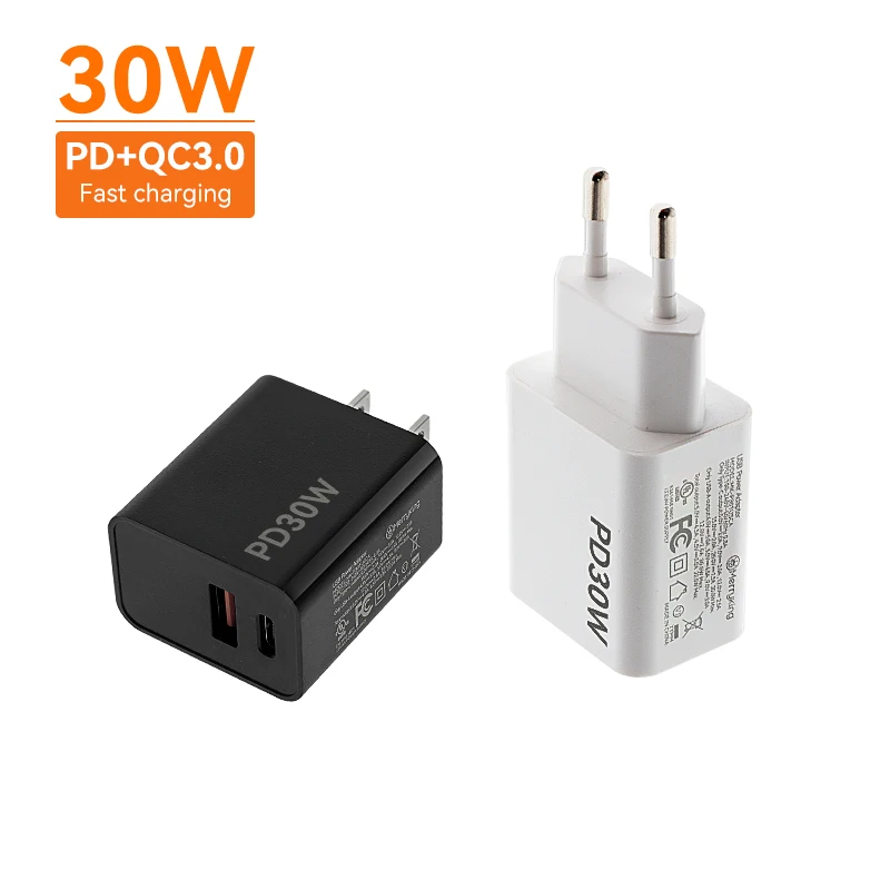 American Plug UL FCC Certified Charger Type-C Fast Charging 30W PD Charger for Samsung Galaxy S24 S23 Ultra