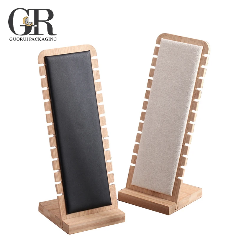 Guorui wooden necklace display stand wooden necklace Jewelry Necklace Holder Display Stand 4 Styles Ring Earing Jewelry Display