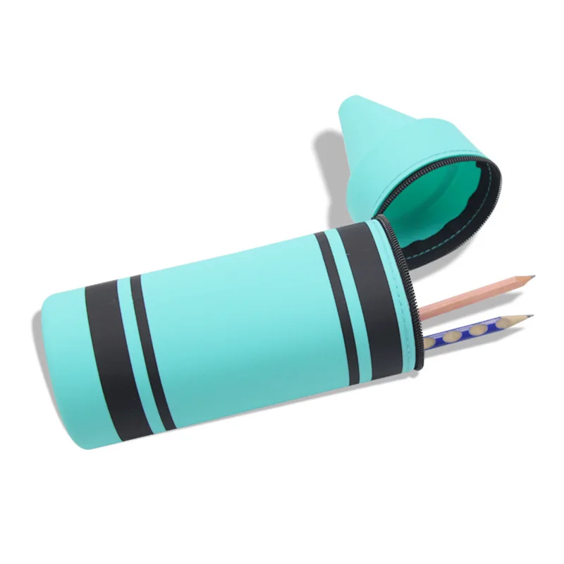 Wholesale Customize Pencil Case Pen Pouch Silica Gel Pen Shape Portable Waterproof With Zipper Stationery Bag