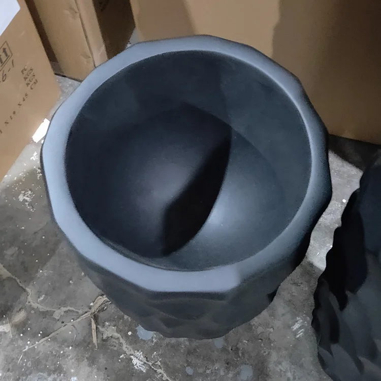 Decorative Matt Black Outdoor Large Decorative Flower Planter Fiberglass Planter Pot
