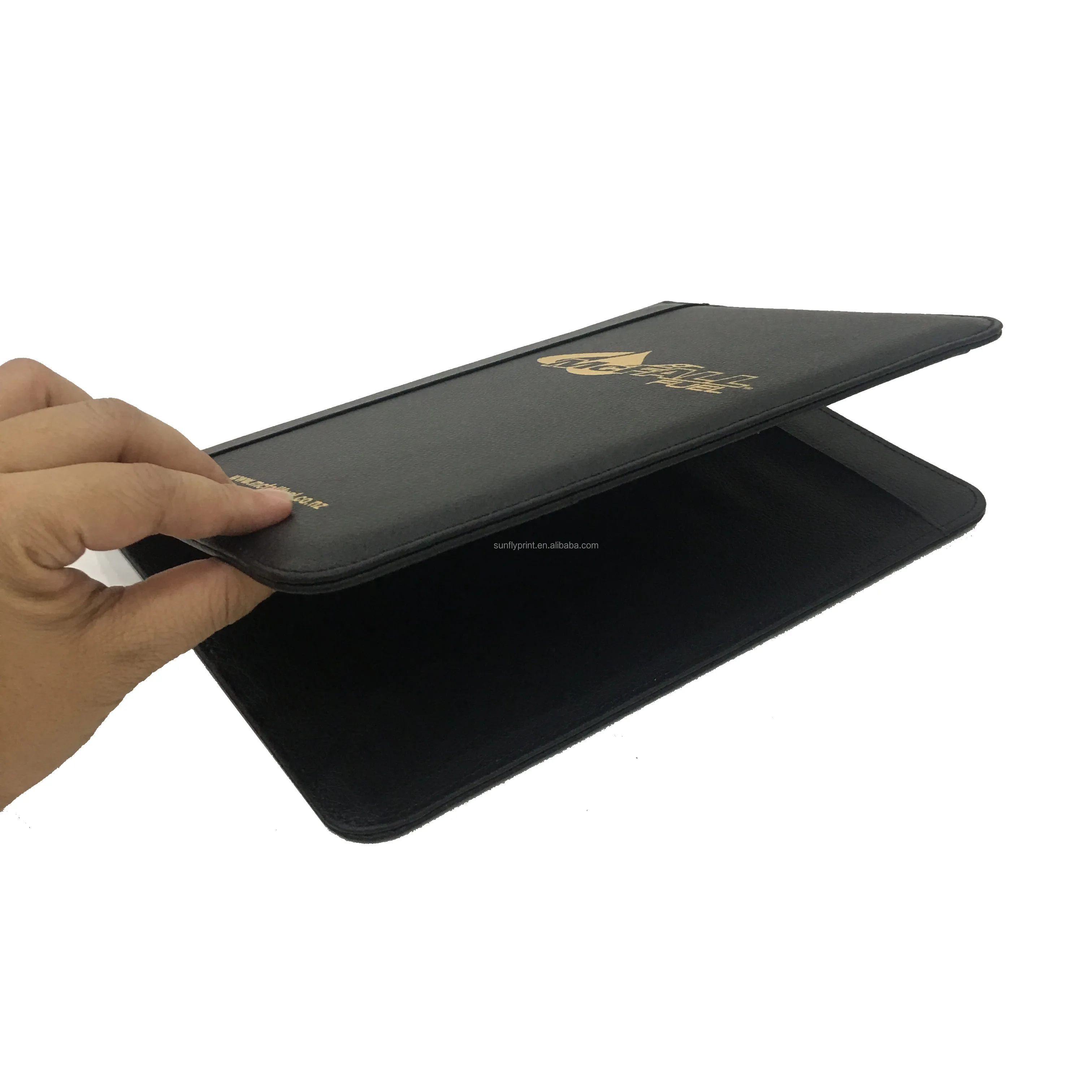 Black A4 Executive Conference Folder Portfolio PU Leather Document  Multifunction Office File Folder Customize Logo Printing