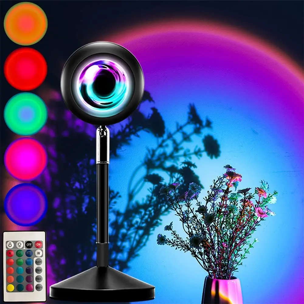 Hot Night Light Sunset Light, Projector Lamp Led Floor RGB Modern Projection Sunset Lamp for Photography Living Room Bedroom