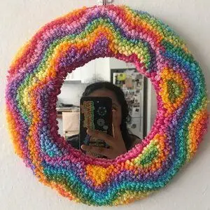 Wonderful texture acrylic mug rug mirror pearl cute bubble tufted mirror for modern dining room