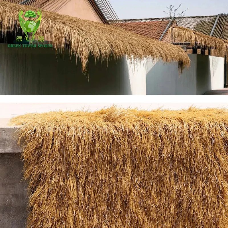 China Supplier OEM Custom Hot Sale Eco-friendly Waterproof  Artificial Thatch Roof Synthetic PE Material Simulated Straw
