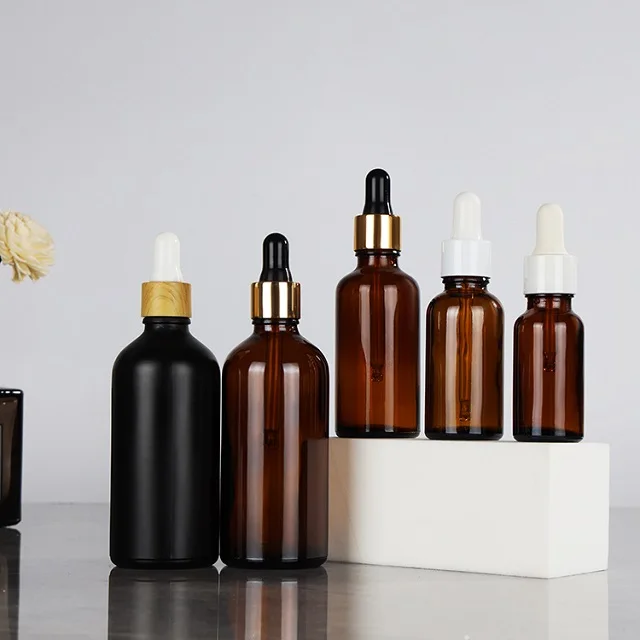 Factory manufacture 18mm 20mm 24mm dropper with glass  pipette for 30ml  50ml  essential oil glass bottle