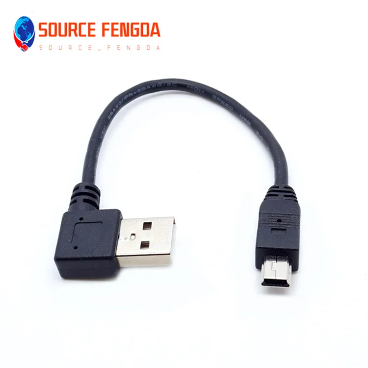 wholesale mobile phone data fast charging cable Mini female to 90 degree right angle USB 2.0 male connector 0.3m cable