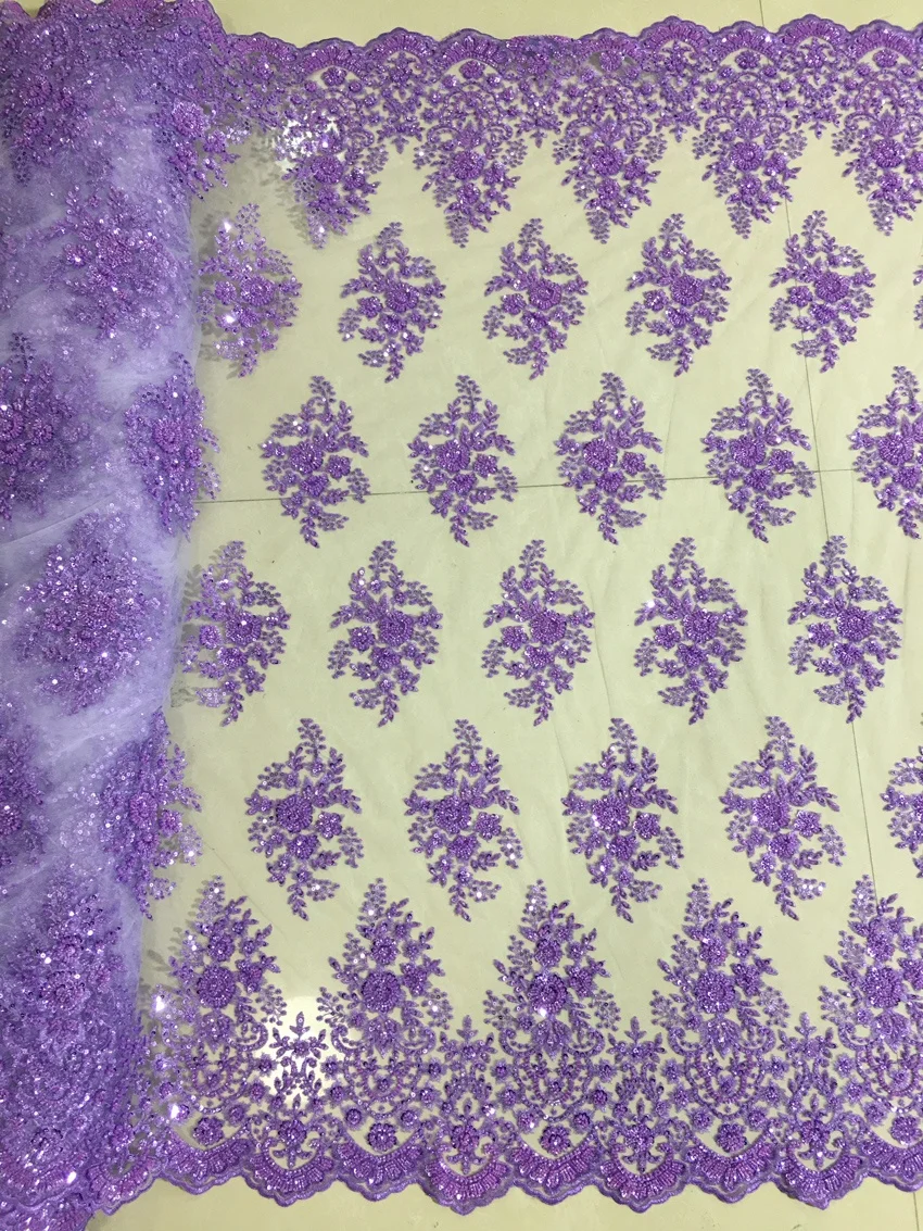 hot selling new design machine beaded sequins embroidery tulle lace fabric for dresses or party, new designer dress fabric