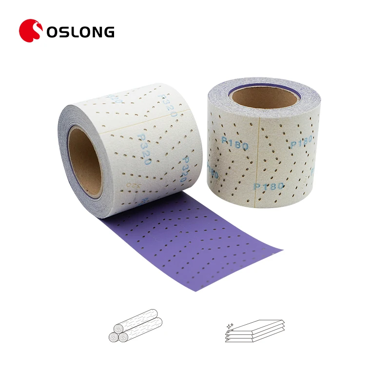 Purple Ceramic Multi Holes Sanding Paper Sheet Hook And Loop Polishing Automobile Paint Ceramic Alumina Abrasive Sheet Roll