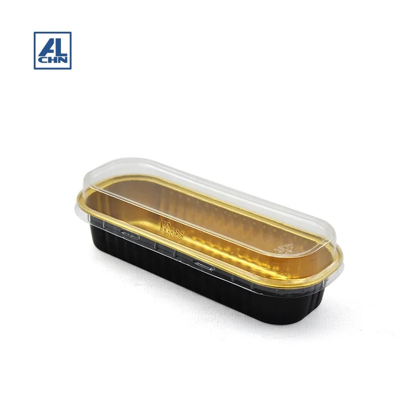 Gold inside,Black outside 200ML/7oz Recantgular Microwaving Disposable Bakery Cupcake Aluminum Foil Container Food Packing