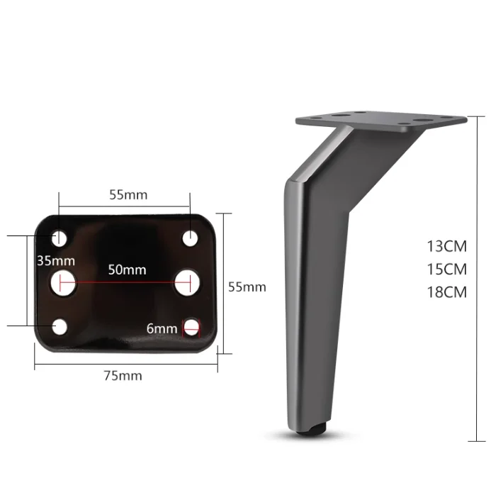 Factory Supply Sturdy And Stable Furniture Accessories Matt For Sofa Cabinet Leg Metal Material Black Chrome Furniture Leg