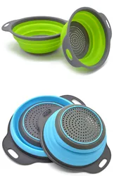 Collapsible Colander Silicone Over the Sink Strainers 6 Quart Diameter Sizes 8' - 2 Quart Collapsible Colander set