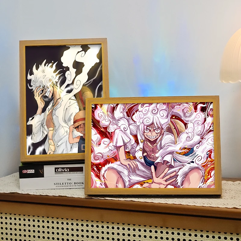 Anime One Piece Luffy 3-цветный светодиод со светом фоторамка