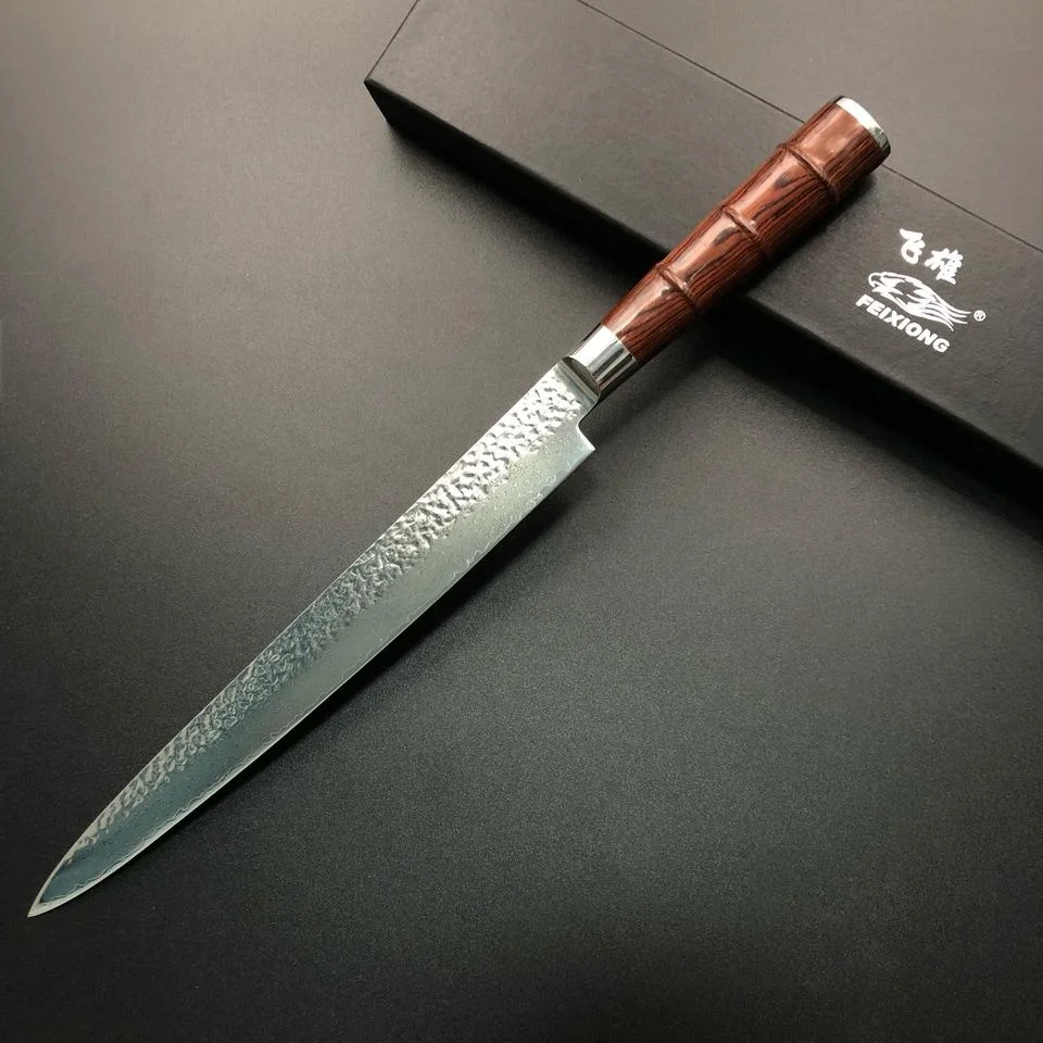 Bluefin Tuna Sashimi Knife Damascus Slicing Knife With Pakka Handle