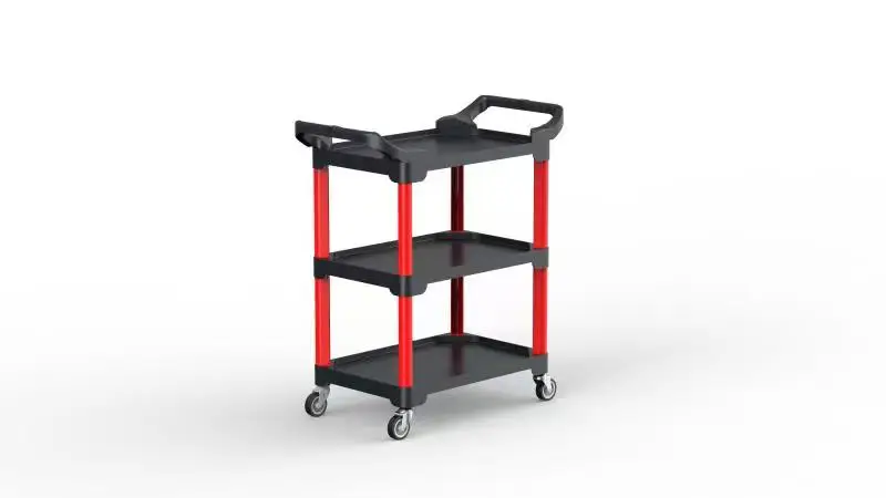 Easy To Operate Rolling Shop Tray Tool Cart 300lbs Load-bearing 3 Shelf Auto Repair Tool Cart