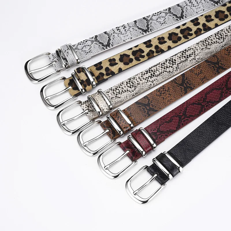 New Ladies Pin Buckle Belts Various  snake PU Leather Colorful Fashion Casual Belts