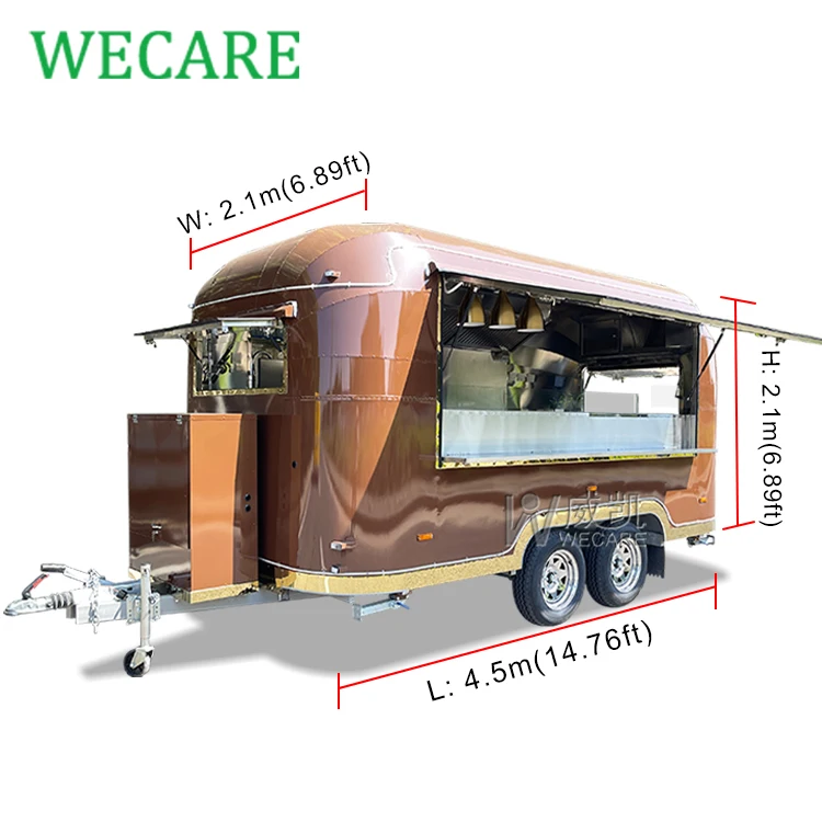 Wecare открытый передвижной ресторан фургоны для мороженого пиво/барбекю гриль фургон концессионный прицеп полностью оборудованная печь пиццы грузовик еды