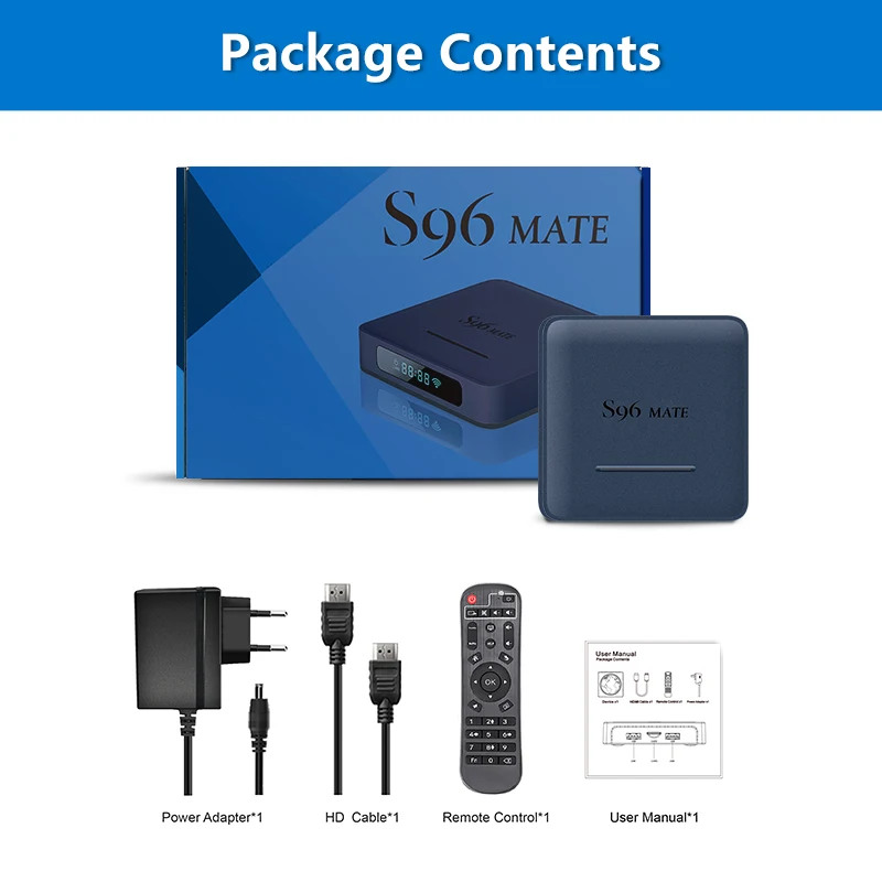Factory price Support private label streaming firmware update S905W2 android tv box S96 mate STB