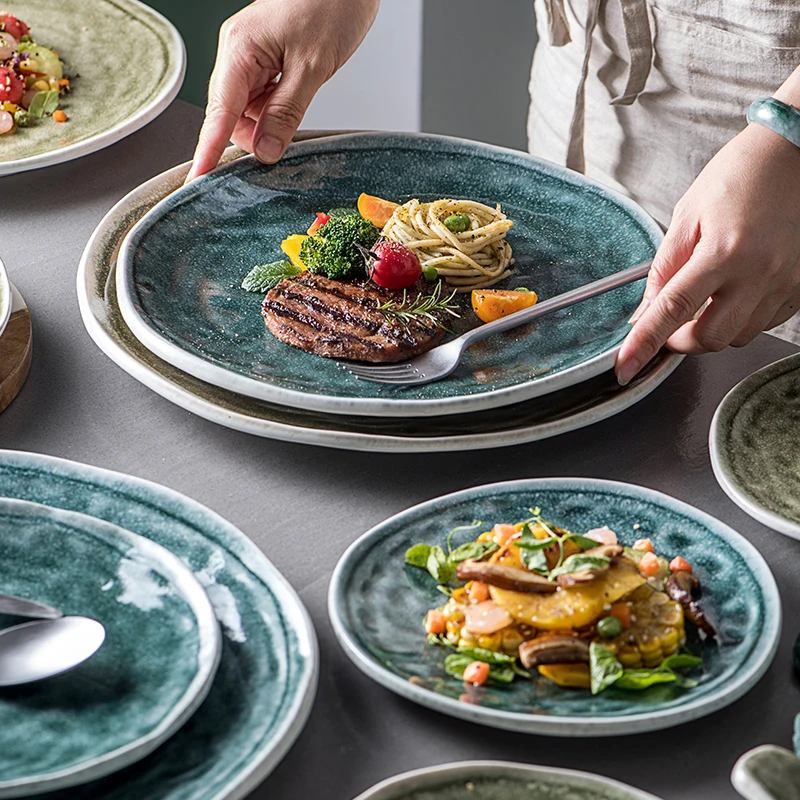 Hotel Restaurant Banquet Ceramic tableware Porcelain round flat dinner serving Plate plates sets dinnerware