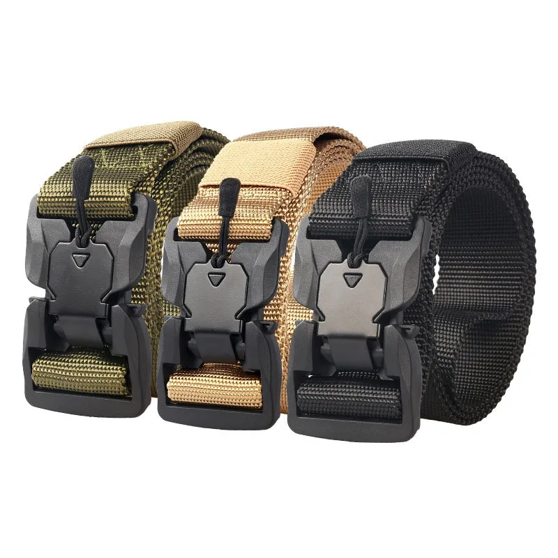 Genuine Tactical Belt Quick Release Magnetic Buckle Military Belt Soft Real Nylon Sports Accessories men and women belt
