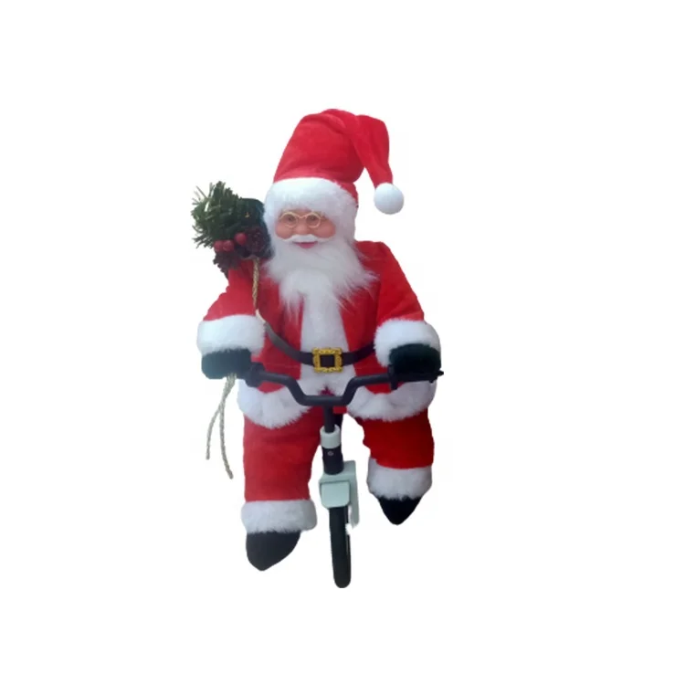 Santa Claus Sitting on Tricycle with Warm christmas ornament toys