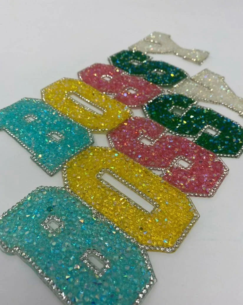 Custom Letter Rhinestone Beaded Applique Iron on Rhinestone Patches For Clothing