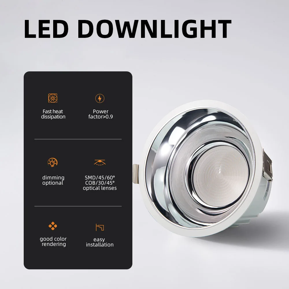 2.5inch LED downlight sMD/9w Cutout75mm input Ac200-240V recessed frameless listed led spotlight downlight