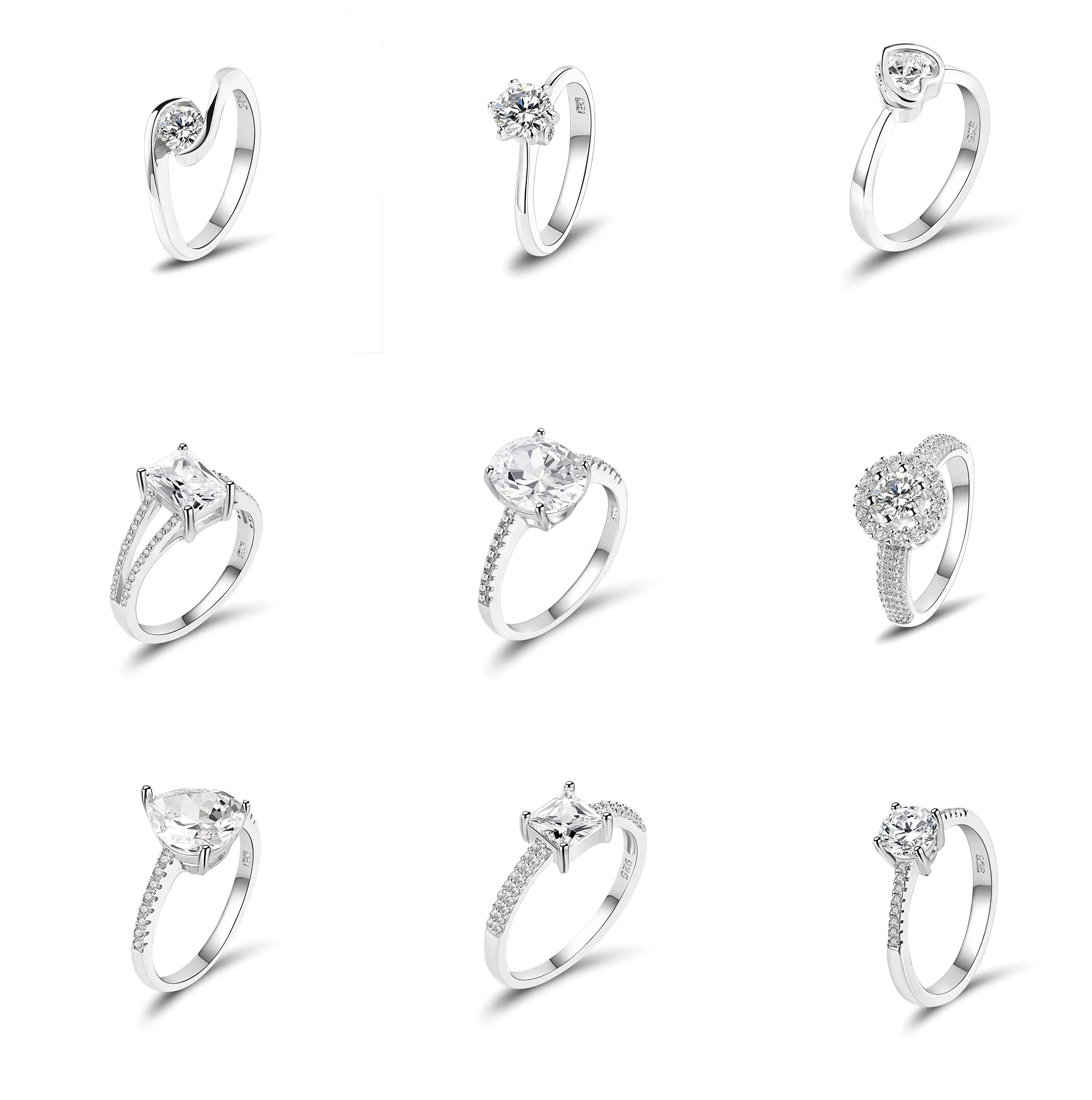 New fashion fine jewelry custom 925 sterling silver engagement wedding diamond gemstone rings for women (1600544296944)
