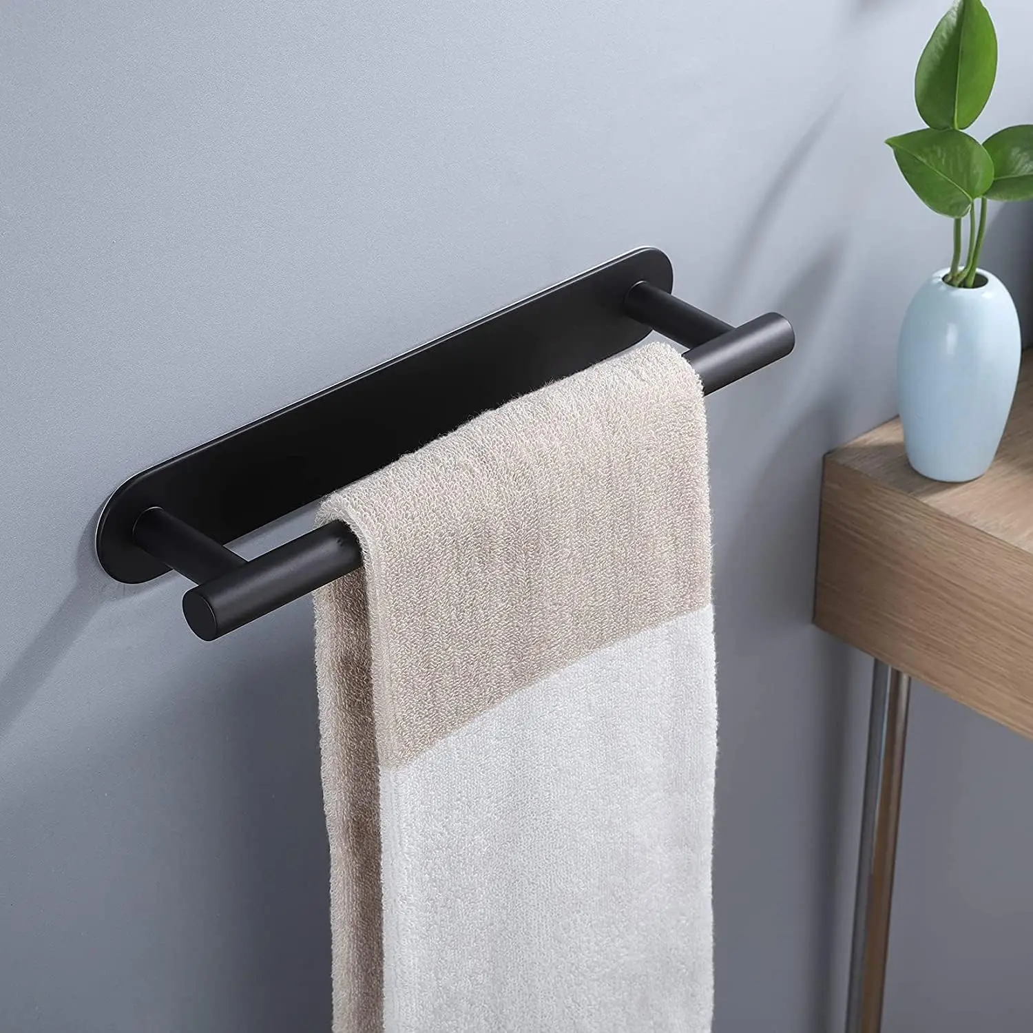 Nail Free 304 Stainless Steel Towel Pole Wall Mounted Towel Rack for Bathroom 40/60CM Adhesive Towel Pole