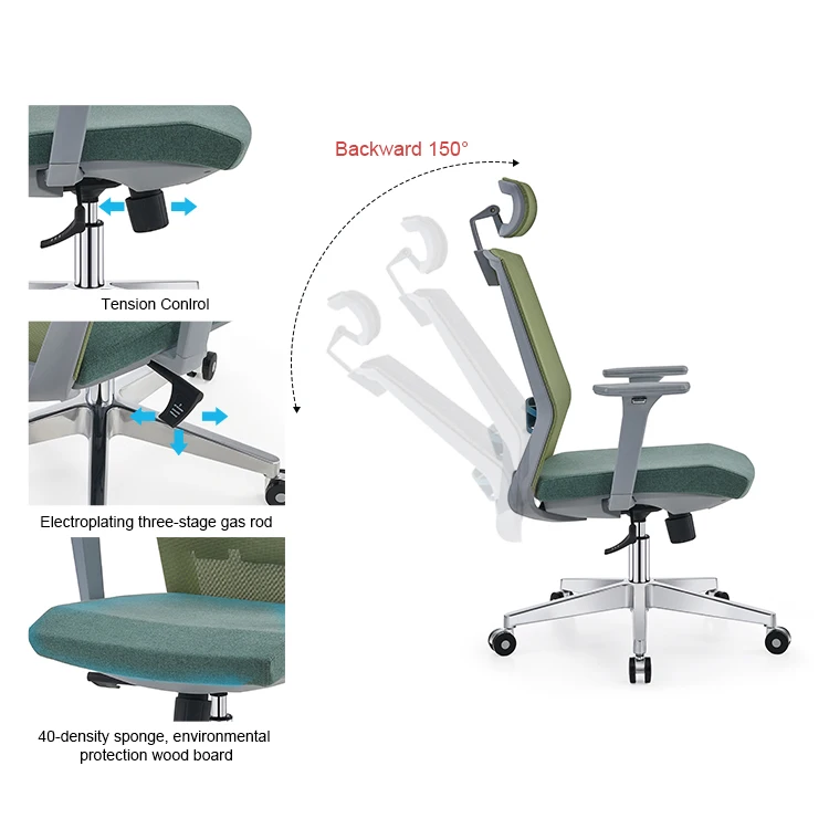 2021 Most Popular 350 Aluminum Alloy High Gold Feet Luxury Executive Swivel Mesh Office Chair