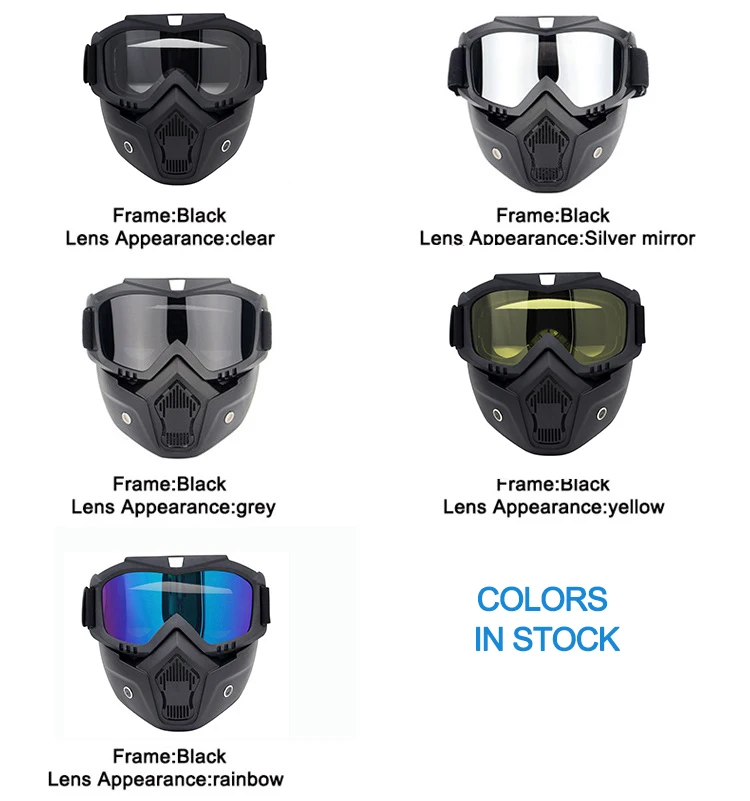 Detachable Face Mask Motorcycle Glasses wholesale Googles Motocross Goggles With Removable Face Mask Mouth
