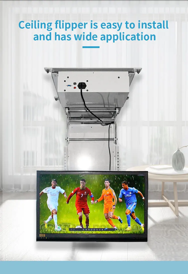 32-75inch Remote control Smart motorized Ceiling TV bracket Drop down flip up Motorized Ceiling TV lift For home office hotel