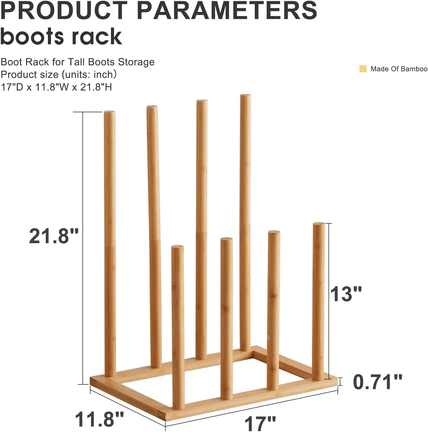Combohome Bamboo Upside Down Rain Boot Display Racks wooden Shoes/Boots Rack Wood Inverted Boot Storage Rack