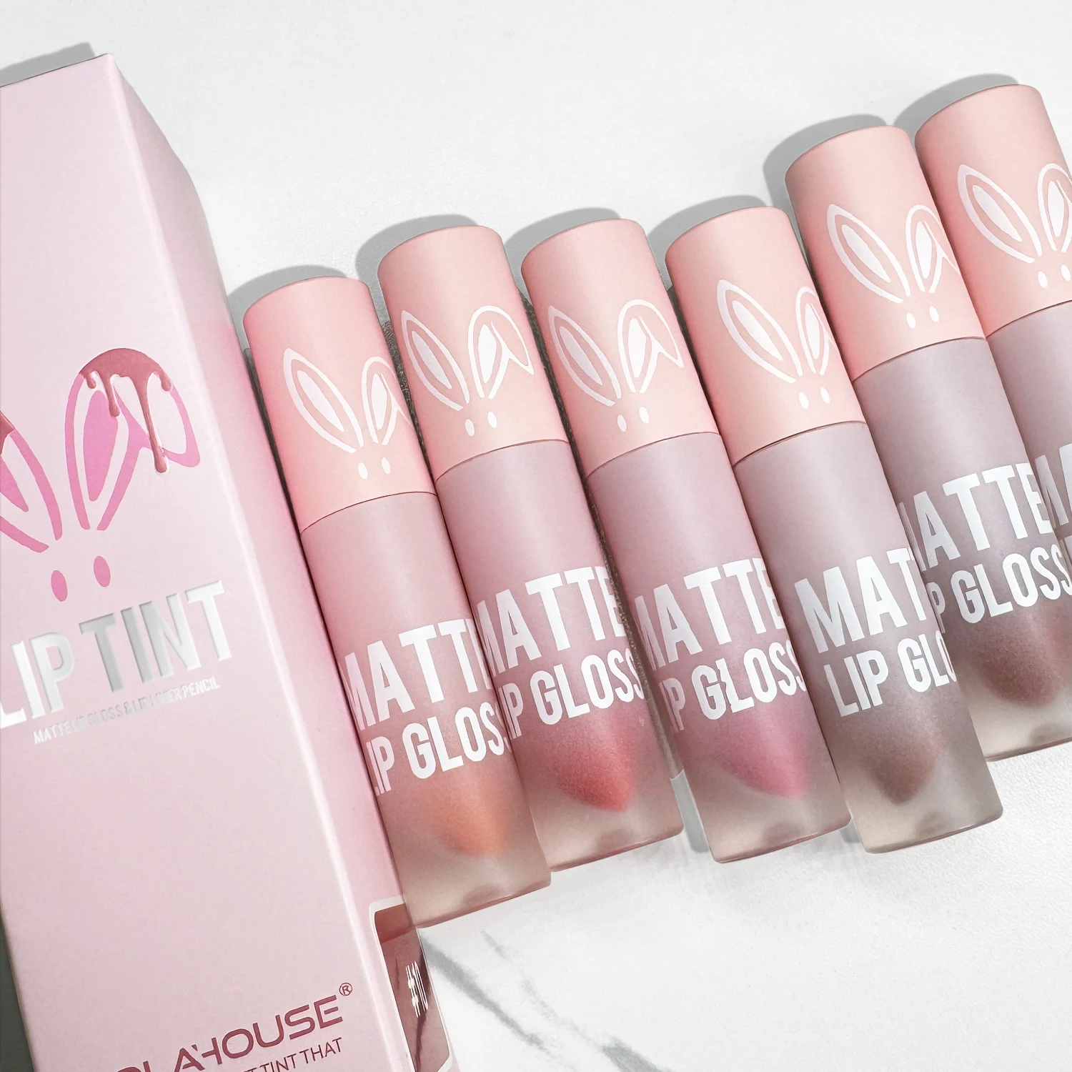 Private Label Lip Gloss Kit Velvet Texture Lip Tint High Pigment Color Lip Liner Lipstick Set