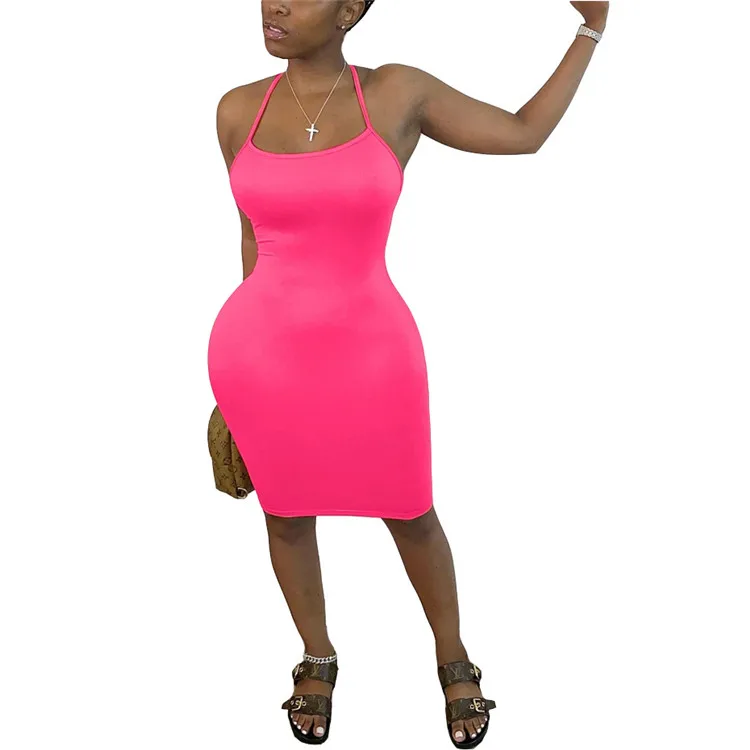 
2021 Sexy Backless Neon Tube Bodycon Party Dress Streetwear Club Dresses Sundress Summer Stacked Ruched Long Women Dress 