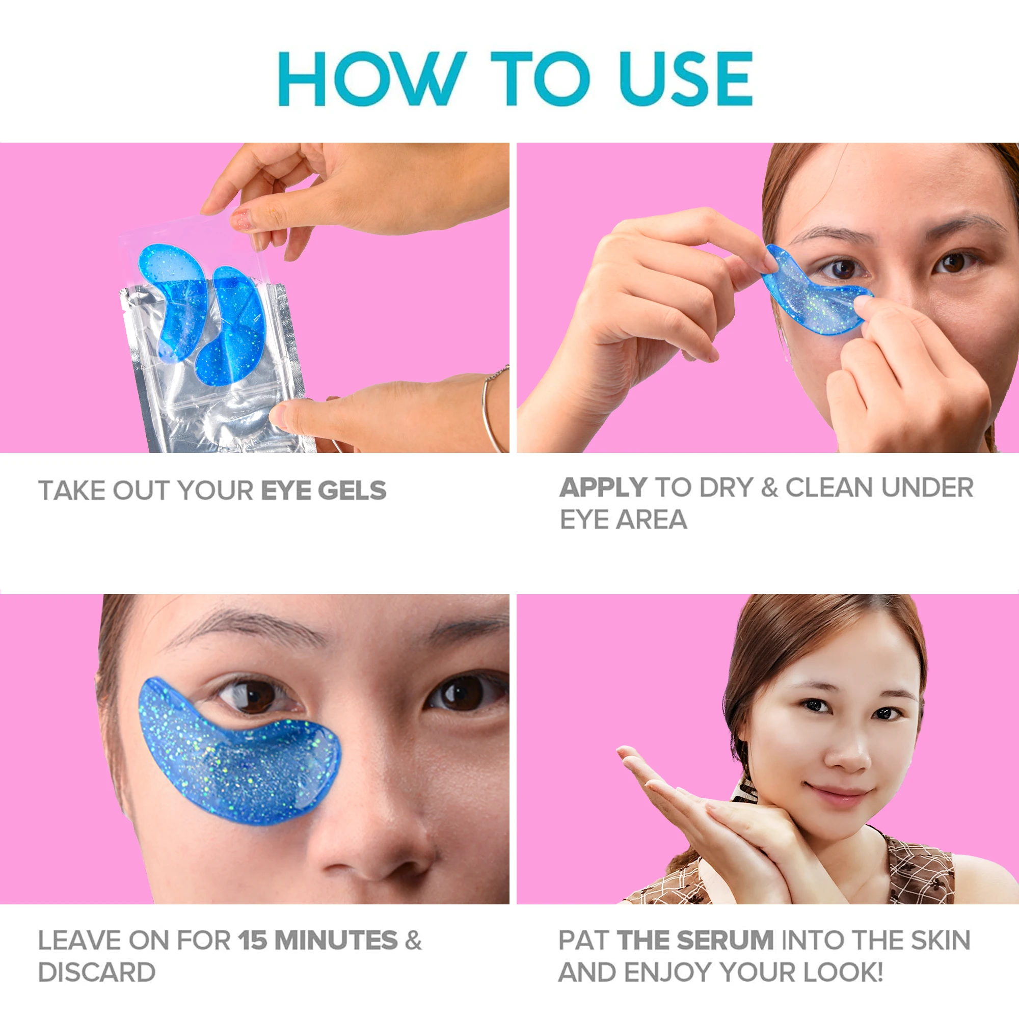 Private Label Crystal Marine Collagen Eye Patch Customized Under Marine Glitter Collagen Eye Gels Patch Marine Collagen Eye Mask