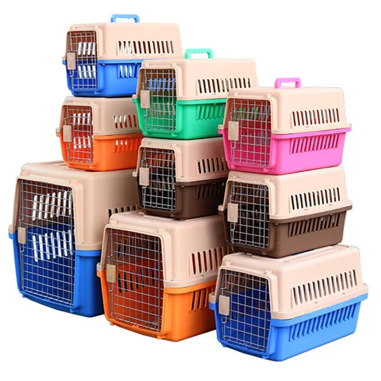 Wholesales custom logo ABS airport approved pet cage pet portable travel cage with wheels & accessories for big dog