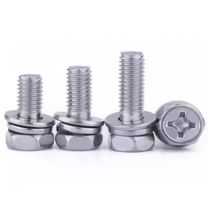 M5 M6 M8 Carbon Steel Class Grade 4.8 8.8 10.9 12.9 Chrome Nickel Plated Cross Recessed Hex Head Screw Assembled With Washer