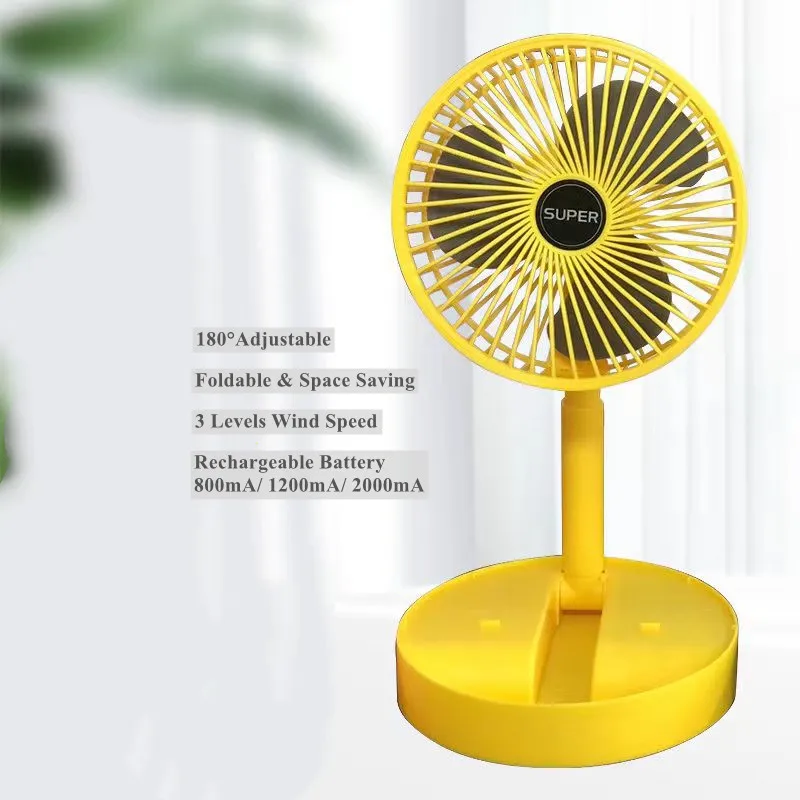 China Manufacture 800mA Rechargeable Battery 6-10 Hours Adjustable Multifunctional Folding Electric Fan